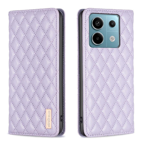 For Xiaomi Redmi Note 13 Pro Diamond Lattice Magnetic Leather Flip Phone Case(Purple)