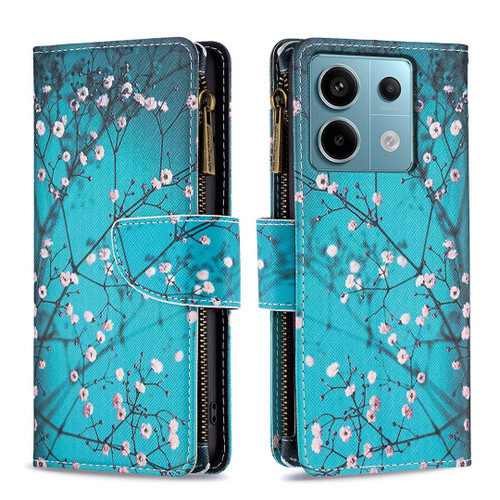 For Xiaomi Redmi Note 13 Pro Colored Drawing Pattern Zipper Leather Phone Case(Plum Blossom) For Xiaomi Redmi Note 13 Pro Colored Drawing Pattern Zipper Leather Phone Case(Plum Blossom)