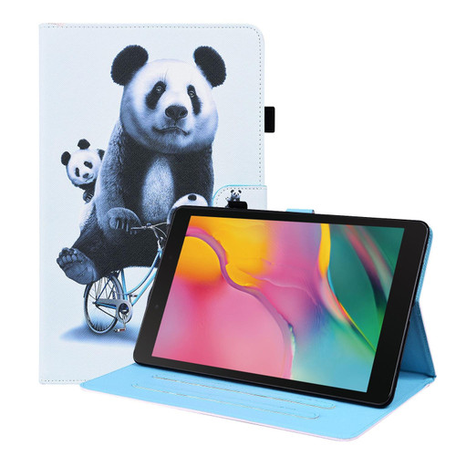 For Samsung Galaxy Tab A 8.0 2019 SM-T290 / SM-T295 Animal Pattern Horizontal Flip Leather Case with Holder & Card Slots & Photo Frame(Cycling Panda)