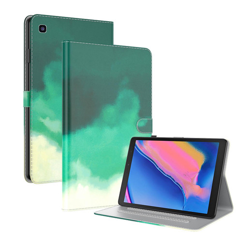 For Samsung Galaxy Tab A 8.0 2019 T290 / T295 / T297 Voltage Watercolor Pattern Skin Feel Magnetic Horizontal Flip PU Leather Case with Holder & Card Slots & Photo Frame(Cyan Green)