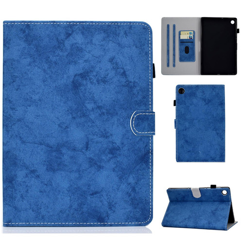 For Samsung Galaxy Tab A9 Marble Style Cloth Texture Smart Leather Tablet Case(Blue)