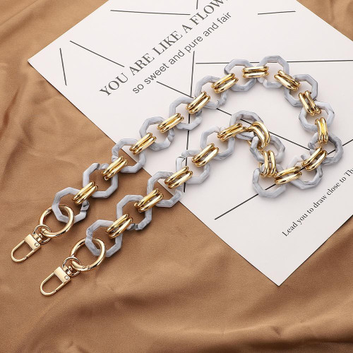 L201 Octagonal Buckle Resin Contrast Thick Chain Phone Lanyard with Spacer, Model:L201-2HS-60cm