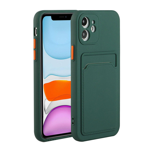 For iPhone 12 mini Card Slot Design Shockproof TPU Protective Case (Dark Green)