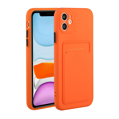 For iPhone 12 mini Card Slot Design Shockproof TPU Protective Case (Orange)