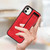 For iPhone 12 Wristband Holder Leather Back Phone Case(Red) For iPhone 12 Wristband Holder Leather Back Phone Case(Red)