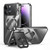 For iPhone 14 Pro Max Large Window Holder MagSafe Magnetic Metal Phone Case(Black)