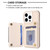 For iPhone 15 Pro BF27 Metal Ring Card Bag Holder Phone Case(Beige)