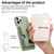 For iPhone 12 Pro Litchi Leather Oil Edge Ring Card Back Phone Case(Tea Green)