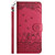 For iPhone 13 Cat Embossing Pattern Leather Phone Case with Lanyard(Red)