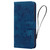For iPhone 14 Pro Cartoon Sakura Cat Embossed Leather Phone Case(Royal Blue)