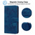 For iPhone 14 Pro Cartoon Sakura Cat Embossed Leather Phone Case(Royal Blue)