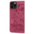 For iPhone 15 Pro Cartoon Sakura Cat Embossed Leather Phone Case(Wine Red)