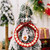 Wooden Wreath Christmas Tree Pendant Round Beaded Christmas Decoration Supplies(Red)