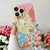 For iPhone 12 Water Sticker Flower Pattern PC Phone Case(Irregular Background Rose)