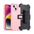 For iPhone 15 Plus 3 in 1 PC + TPU Sliding Sleeve Phone Case(Pink+Rose Red)