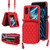 For OPPO Find N2 Flip Rhombic Texture Card Bag Phone Case with Dual Lanyard(Red)