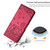 For iPhone 14 Cat Embossing Pattern Leather Phone Case with Lanyard(Red)