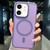 For iPhone 12 Transparent TPU Hybrid PC Magsafe Phone Case(Purple)