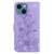 For iPhone 13 Lily Embossed Leather Phone Case(Purple)