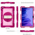 360 Degree Rotation Contrast Color Shockproof Silicone + PC Case with Holder & Hand Grip Strap & Shoulder Strap For Samsung Galaxy Tab A7 10.4 (2020) T500/T505(Rose Red+Pink)