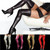Sexy Women Over Knee Thigh High Tights Stockings Long PU Leather Stockings(Silver)