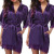 Half Sleeve Robe Women Faux Silk Pajama Sexy Night Dress, Size:L(Purple)