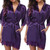 Half Sleeve Robe Women Faux Silk Pajama Sexy Night Dress, Size:L(Purple)
