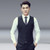 Men Vest Slim Korean Work Clothes Suit Vest Groomsmen Professional Wear Men Vest, Size: XXXL(Navy blue)