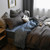 Bedding Set Solid Plaid Side Bed Comforter Duvet Cover Sheet Set, Size:180*210cm(2x Pillowcase,1x Quilt(Black)