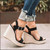 Fish Mouth Wedge Bottom Belt Buckle Hemp Rope Women Sandals, Size:43(Snake)