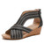 Women Summer Slope Heel Sandals Fashion Bohemian Style Fish Mouth Shoes, Size: 37(Black)