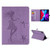 For iPad Pro 12.9 (2020) Pressed Printing Woman and Cat Pattern Horizontal Flip Leather Tablet Case with Holder & Card Slots & Wallet(Purple)