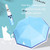 Small Fresh Three-Fold Automatic Black Rubber Sunscreen Umbrella Cartoon Cat Sunny Rain Umbrella(Sky Blue)