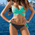 Ladies Cross Patchwork Swimwear Backless Split Bikini, Size:L(Green and black pants)