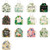 2 PCS Green Leaf Kitchen Apron Linen Cooking Gown Work Clothes, Specification: 65x75 cm(Colo)