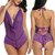 3 PCS Lace Siamese Sexy Lingerie Erotic Underwear, Size:S(Purple)
