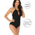 DS40 Ladies Slim and Conservative Halter Neck Swimsuit, Size: XL(Dark Blue)