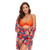 Bikini + Mesh Shawl + Split Swimsuit Women Swimsuit With Chest Pad, Size: S(Orange)