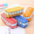 Cartoon Bus Student Stationery Pencil Case Large Capacity Canvas Stationery Box(Blue)