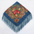 Middle Blue Ethnic Style Retro Tassel Square Scarf Flower Pattern Headscarf Scarf, Size:90 x 90cm