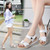 Simple and Versatile Non-slip Wear-resistant Flat Bottom Sandals for Women (Color:White Size:35)