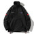 Letters Printed Stand Collar Pullover Coat Loose Casual Jacket for Men (Color:Black Size:XXL)