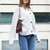 Fashion Cardigan Solid Color Knit Button Sweater (Color:White Size:M)
