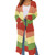 Contrast striped knit sweater (Color:Orange Green Size:S) Contrast striped knit sweater (Color:Orange Green Size:S)