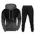 Men Loose Print Hoodie Sport Sweatshirt Set (Color:Grey Size:XL)