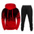 Men Loose Print Hoodie Sport Sweatshirt Set (Color:Red Size:L)
