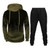Men Loose Print Hoodie Sport Sweatshirt Set (Color:Army Green Size:XXXL)