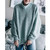 Fashion Thick Thread Turtleneck Knit Sweater (Color:Blue Size:L)