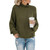 Fashion Thick Thread Turtleneck Knit Sweater (Color:Army Green Size:L)