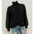 Fashion Thick Thread Turtleneck Knit Sweater (Color:Black Size:L)